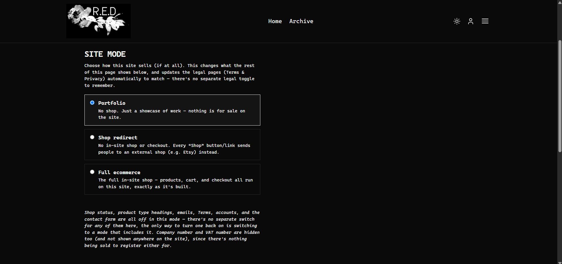 Red Shop and Archive screenshot 1